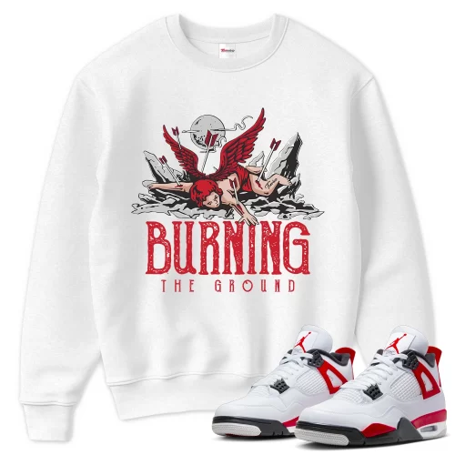 TeeVivo Sweatshirt Match Air Jordan 4 Retro Red Cement Burning the ground – Air Jordan 4 Sweatshirt, AJ4 Sweatshirt