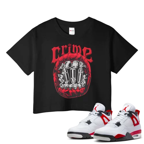 TeeVivo Crop Top Match Air Jordan 4 Retro Red Cement Crime – Air Jordan 4 Crop Top, AJ4 Crop Top