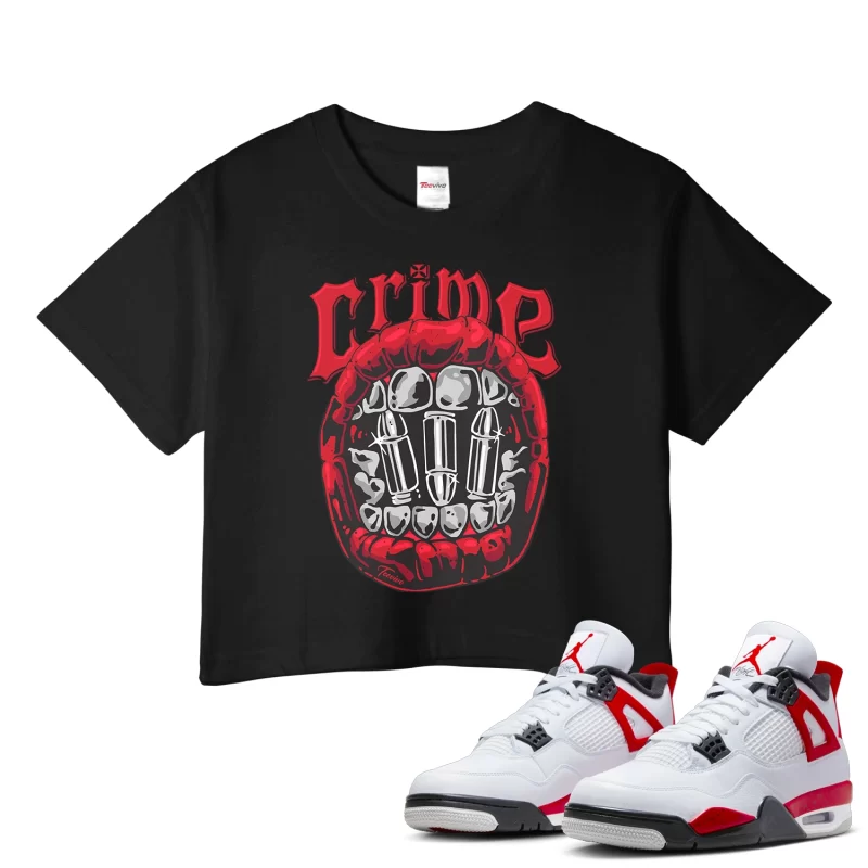 TeeVivo Crop Top Match Air Jordan 4 Retro Red Cement Crime – Air Jordan 4 Crop Top, AJ4 Crop Top