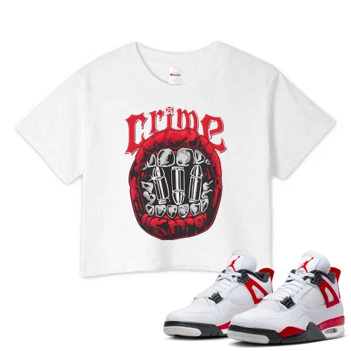 TeeVivo Crop Top Match Air Jordan 4 Retro Red Cement Crime – Air Jordan 4 Crop Top, AJ4 Crop Top
