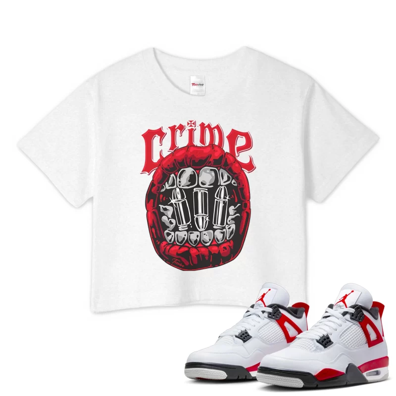 TeeVivo Crop Top Match Air Jordan 4 Retro Red Cement Crime – Air Jordan 4 Crop Top, AJ4 Crop Top