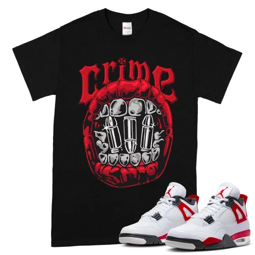 TeeVivo T-Shirt Match Air Jordan 4 Retro Red Cement Crime – Air Jordan 4 Shirt, AJ4 Shirt