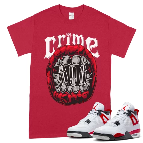 TeeVivo T-Shirt Match Air Jordan 4 Retro Red Cement Crime – Air Jordan 4 Shirt, AJ4 Shirt