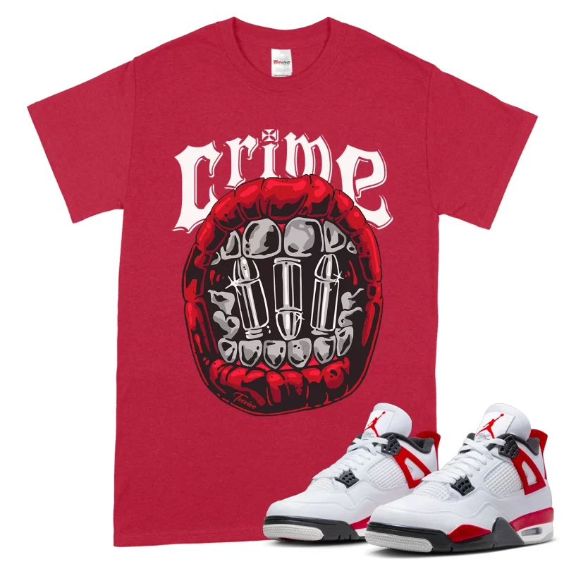 TeeVivo T-Shirt Match Air Jordan 4 Retro Red Cement Crime – Air Jordan 4 Shirt, AJ4 Shirt