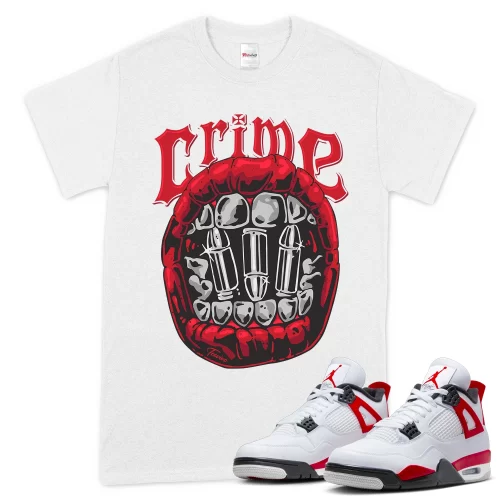 TeeVivo T-Shirt Match Air Jordan 4 Retro Red Cement Crime – Air Jordan 4 Shirt, AJ4 Shirt