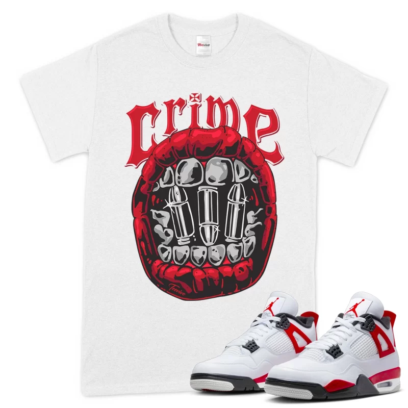 TeeVivo T-Shirt Match Air Jordan 4 Retro Red Cement Crime – Air Jordan 4 Shirt, AJ4 Shirt