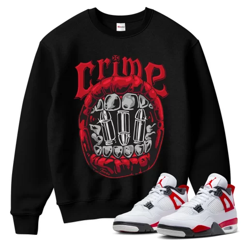 TeeVivo Sweatshirt Match Air Jordan 4 Retro Red Cement Crime – Air Jordan 4 Sweatshirt, AJ4 Sweatshirt