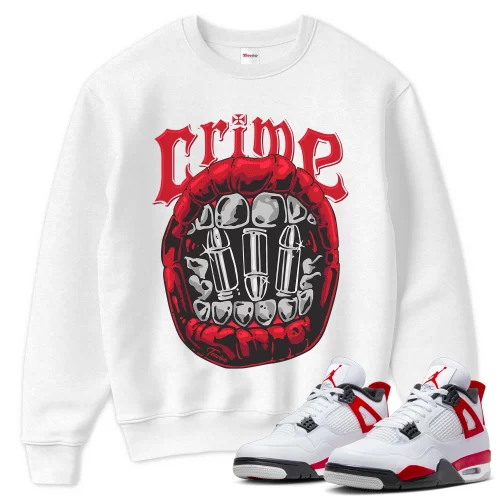 TeeVivo Sweatshirt Match Air Jordan 4 Retro Red Cement Crime – Air Jordan 4 Sweatshirt, AJ4 Sweatshirt