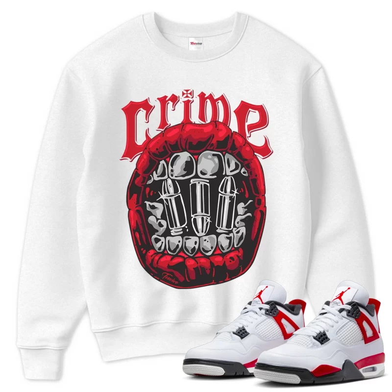 TeeVivo Sweatshirt Match Air Jordan 4 Retro Red Cement Crime – Air Jordan 4 Sweatshirt, AJ4 Sweatshirt