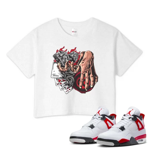 TeeVivo Crop Top Match Air Jordan 4 Retro Red Cement Gambling – Air Jordan 4 Crop Top, AJ4 Crop Top