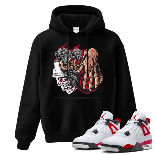 TeeVivo Hoodie Match Air Jordan 4 Retro Red Cement Gambling – Air Jordan 4 Hoodie, AJ4 Hoodie