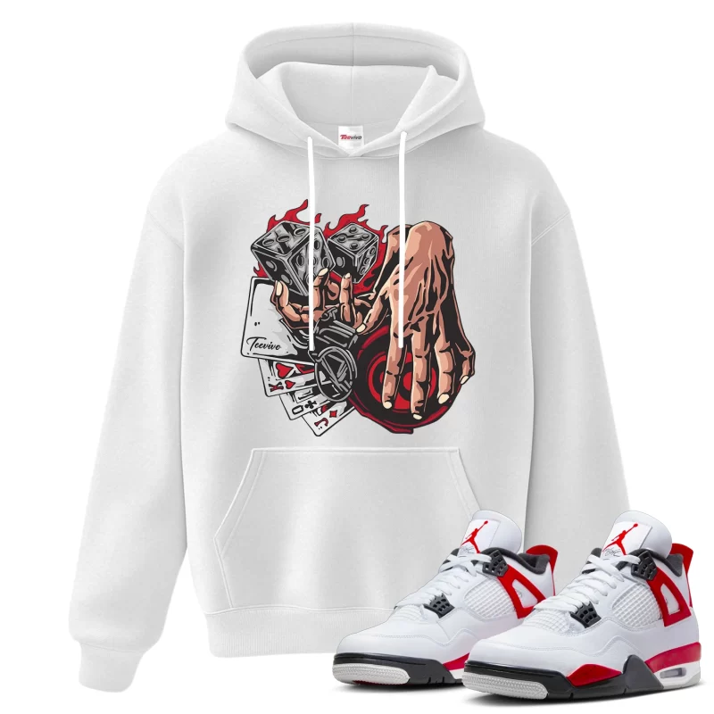 TeeVivo Hoodie Match Air Jordan 4 Retro Red Cement Gambling – Air Jordan 4 Hoodie, AJ4 Hoodie
