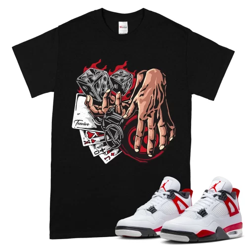 TeeVivo T-Shirt Match Air Jordan 4 Retro Red Cement Gambling – Air Jordan 4 Shirt, AJ4 Shirt
