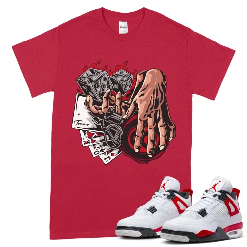 TeeVivo T-Shirt Match Air Jordan 4 Retro Red Cement Gambling – Air Jordan 4 Shirt, AJ4 Shirt