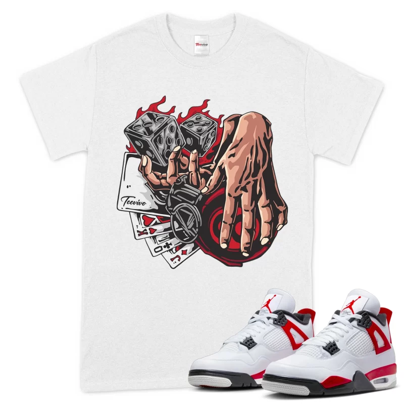 TeeVivo T-Shirt Match Air Jordan 4 Retro Red Cement Gambling – Air Jordan 4 Shirt, AJ4 Shirt