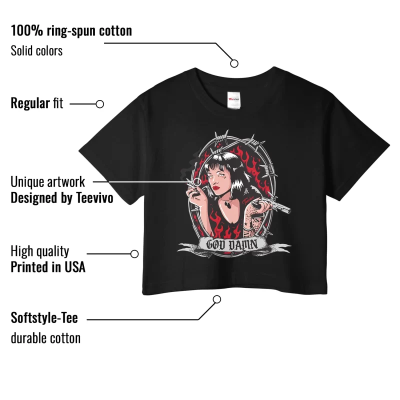 TeeVivo Crop Top Match Air Jordan 4 Retro Red Cement God Daaamn – Air Jordan 4 Crop Top, AJ4 Crop Top