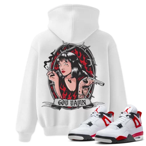 TeeVivo Hoodie Match Air Jordan 4 Retro Red Cement God Daaamn – Air Jordan 4 Hoodie, AJ4 Hoodie