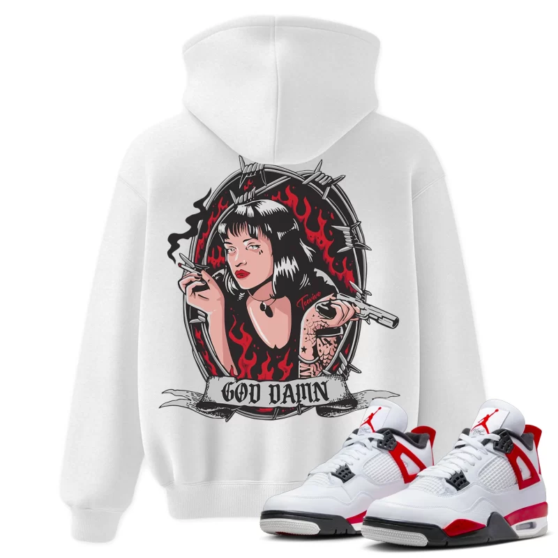 TeeVivo Hoodie Match Air Jordan 4 Retro Red Cement God Daaamn – Air Jordan 4 Hoodie, AJ4 Hoodie