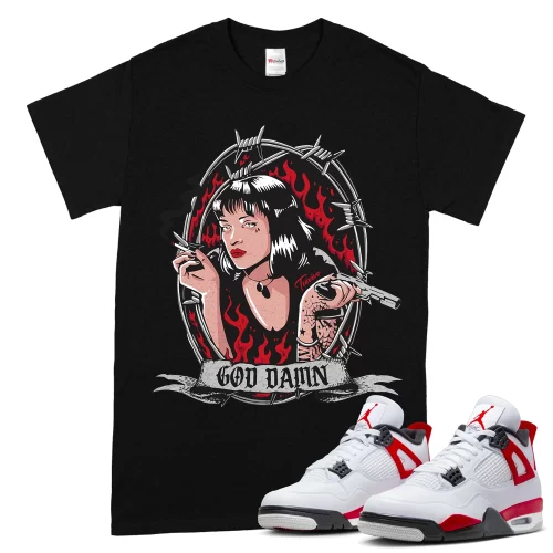 TeeVivo T-Shirt Match Air Jordan 4 Retro Red Cement God Daaamn – Air Jordan 4 Shirt, AJ4 Shirt
