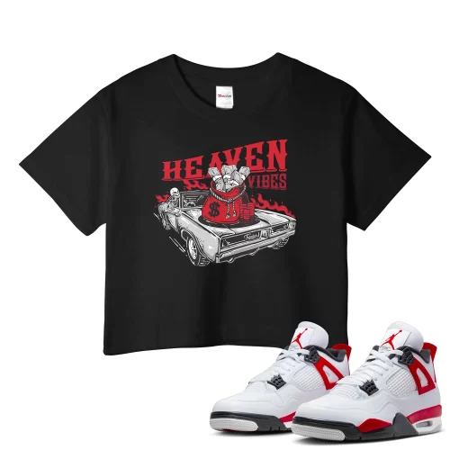 TeeVivo Crop Top Match Air Jordan 4 Retro Red Cement Heaven vibes – Air Jordan 4 Crop Top, AJ4 Crop Top