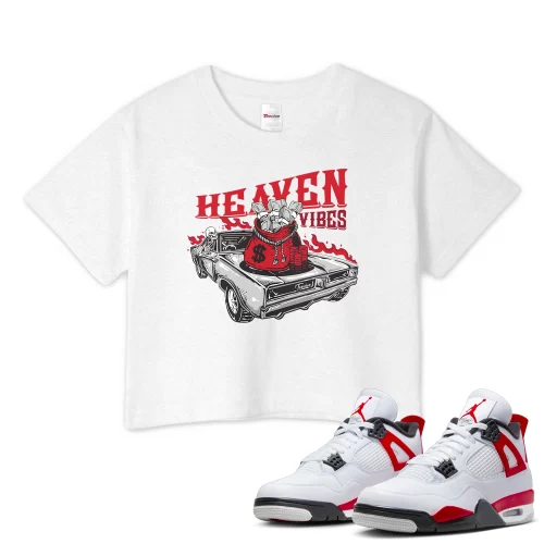 TeeVivo Crop Top Match Air Jordan 4 Retro Red Cement Heaven vibes – Air Jordan 4 Crop Top, AJ4 Crop Top