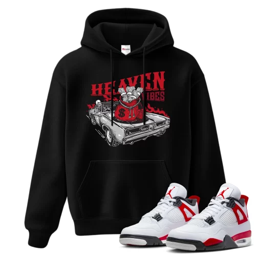 TeeVivo Hoodie Match Air Jordan 4 Retro Red Cement Heaven vibes – Air Jordan 4 Hoodie, AJ4 Hoodie