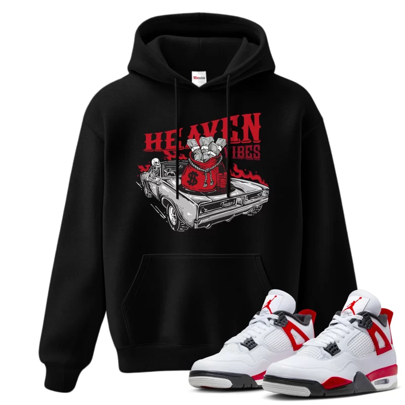TeeVivo Hoodie Match Air Jordan 4 Retro Red Cement Heaven vibes – Air Jordan 4 Hoodie, AJ4 Hoodie