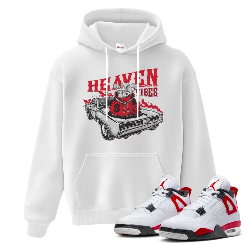 TeeVivo Hoodie Match Air Jordan 4 Retro Red Cement Heaven vibes – Air Jordan 4 Hoodie, AJ4 Hoodie
