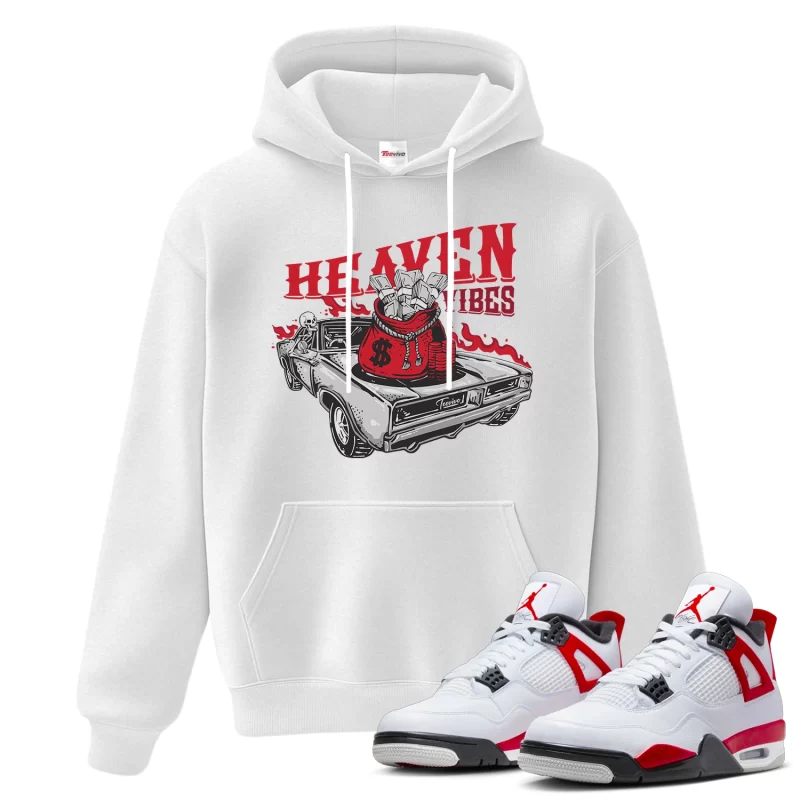 TeeVivo Hoodie Match Air Jordan 4 Retro Red Cement Heaven vibes – Air Jordan 4 Hoodie, AJ4 Hoodie
