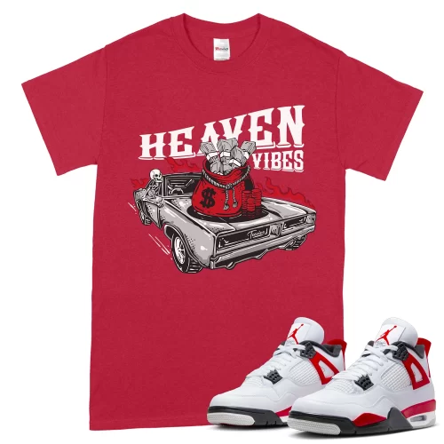 TeeVivo T-Shirt Match Air Jordan 4 Retro Red Cement Heaven vibes – Air Jordan 4 Shirt, AJ4 Shirt