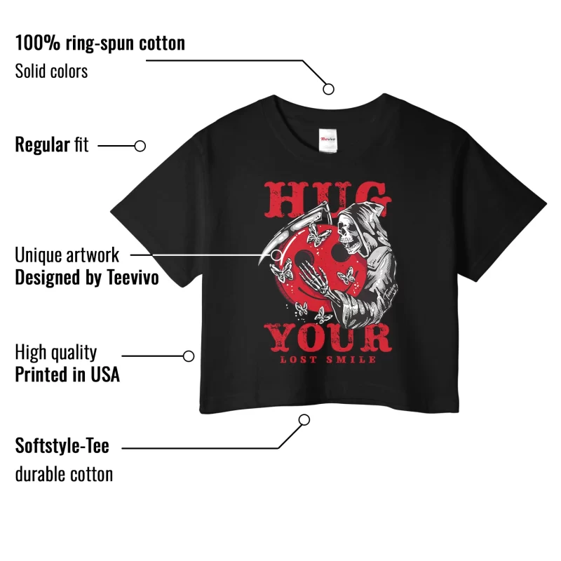 TeeVivo Crop Top Match Air Jordan 4 Retro Red Cement Hug your lost smile – Air Jordan 4 Crop Top, AJ4 Crop Top