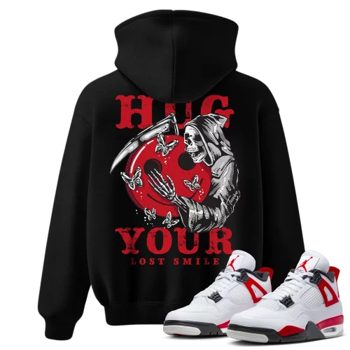 TeeVivo Hoodie Match Air Jordan 4 Retro Red Cement Hug your lost smile – Air Jordan 4 Hoodie, AJ4 Hoodie