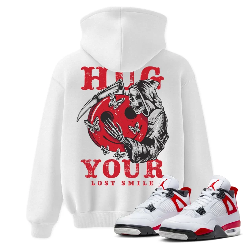 TeeVivo Hoodie Match Air Jordan 4 Retro Red Cement Hug your lost smile – Air Jordan 4 Hoodie, AJ4 Hoodie