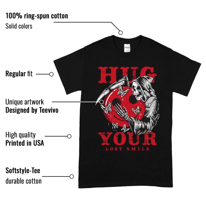 TeeVivo T-Shirt Match Air Jordan 4 Retro Red Cement Hug your lost smile – Air Jordan 4 Shirt, AJ4 Shirt