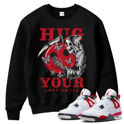 TeeVivo Sweatshirt Match Air Jordan 4 Retro Red Cement Hug your lost smile – Air Jordan 4 Sweatshirt, AJ4 Sweatshirt