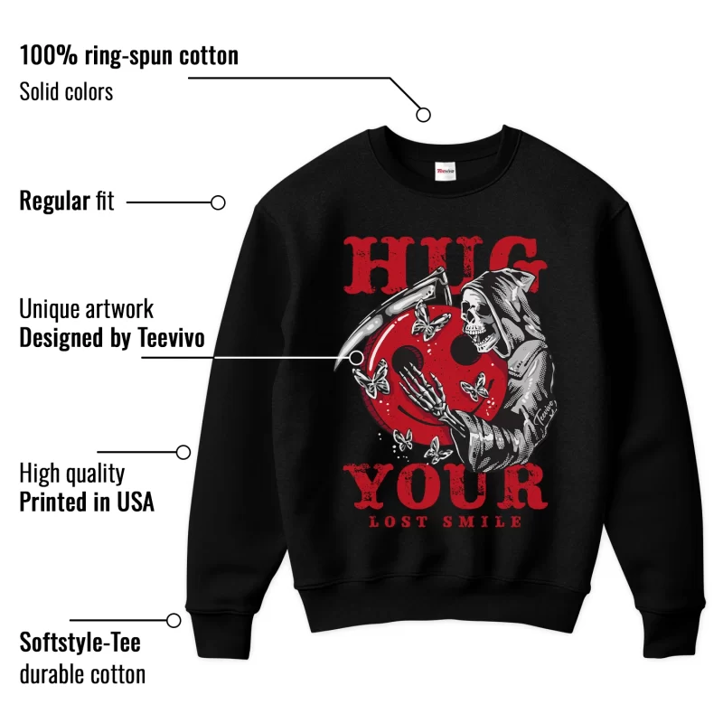 TeeVivo Sweatshirt Match Air Jordan 4 Retro Red Cement Hug your lost smile – Air Jordan 4 Sweatshirt, AJ4 Sweatshirt