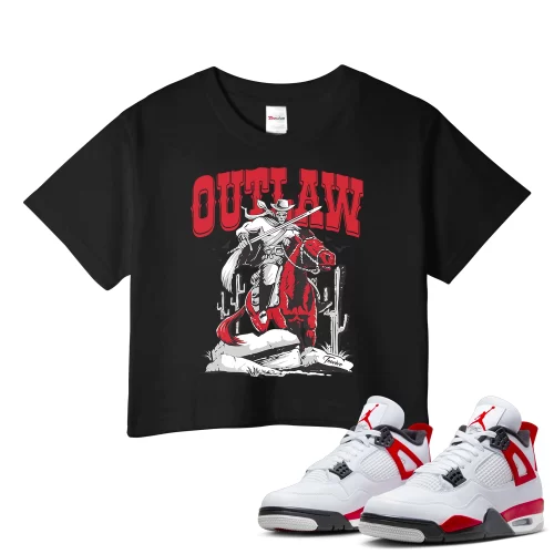 TeeVivo Crop Top Match Air Jordan 4 Retro Red Cement Outlaw – Air Jordan 4 Crop Top, AJ4 Crop Top