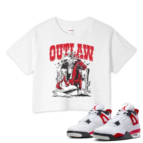 TeeVivo Crop Top Match Air Jordan 4 Retro Red Cement Outlaw – Air Jordan 4 Crop Top, AJ4 Crop Top