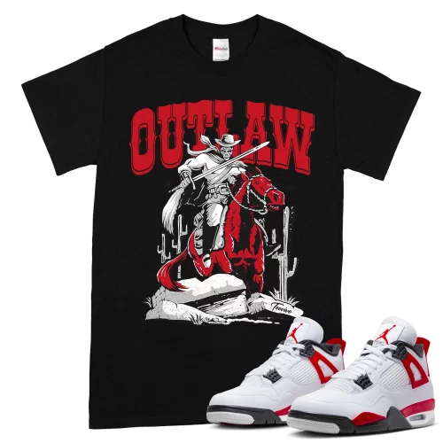 TeeVivo T-Shirt Match Air Jordan 4 Retro Red Cement Outlaw – Air Jordan 4 Shirt, AJ4 Shirt