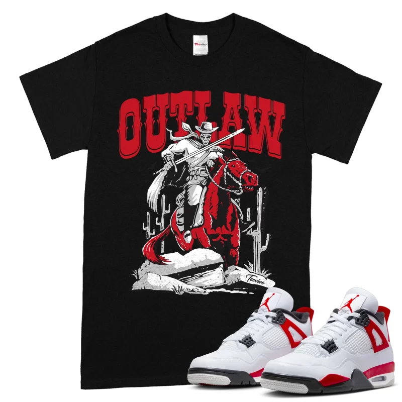 TeeVivo T-Shirt Match Air Jordan 4 Retro Red Cement Outlaw – Air Jordan 4 Shirt, AJ4 Shirt