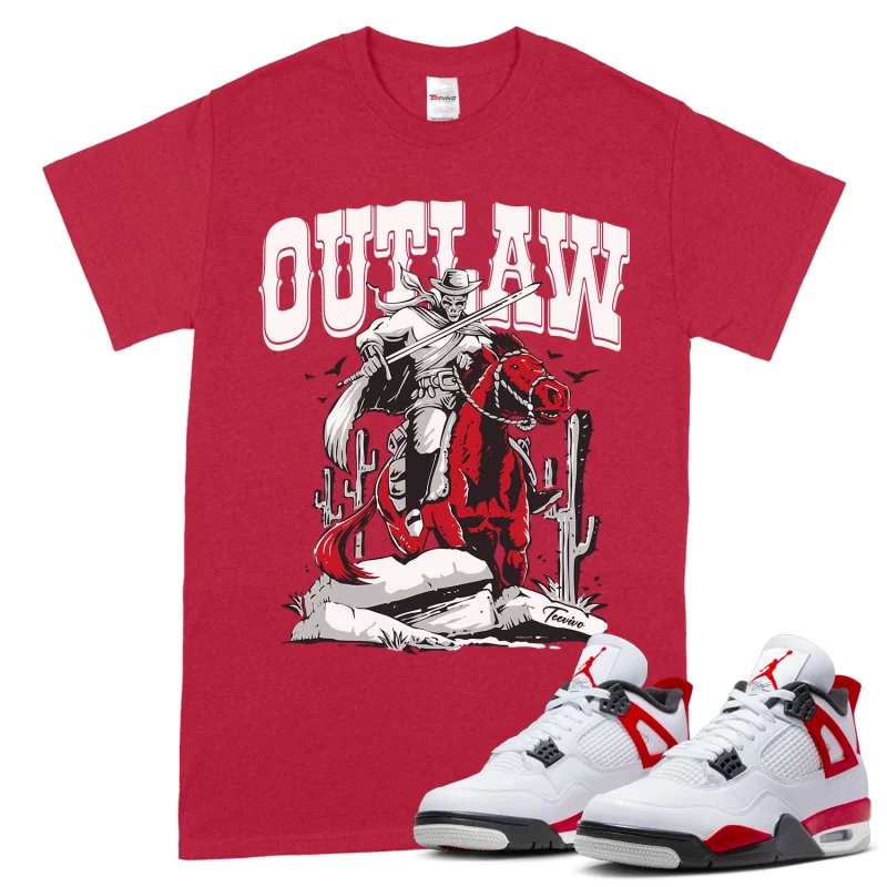 TeeVivo T-Shirt Match Air Jordan 4 Retro Red Cement Outlaw – Air Jordan 4 Shirt, AJ4 Shirt