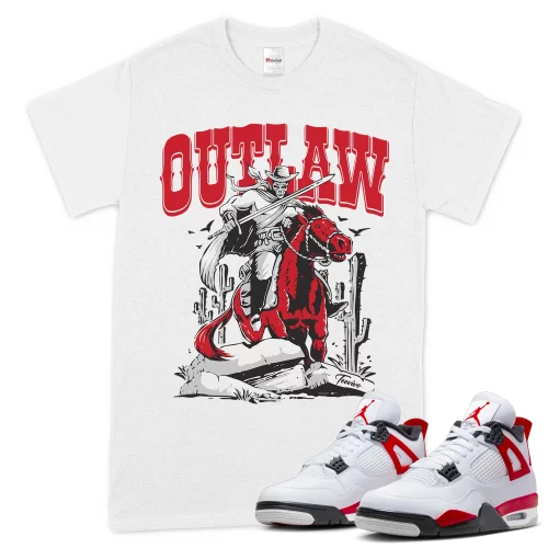 TeeVivo T-Shirt Match Air Jordan 4 Retro Red Cement Outlaw – Air Jordan 4 Shirt, AJ4 Shirt