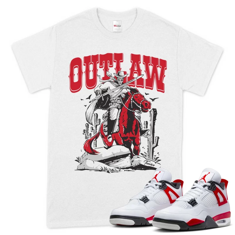TeeVivo T-Shirt Match Air Jordan 4 Retro Red Cement Outlaw – Air Jordan 4 Shirt, AJ4 Shirt