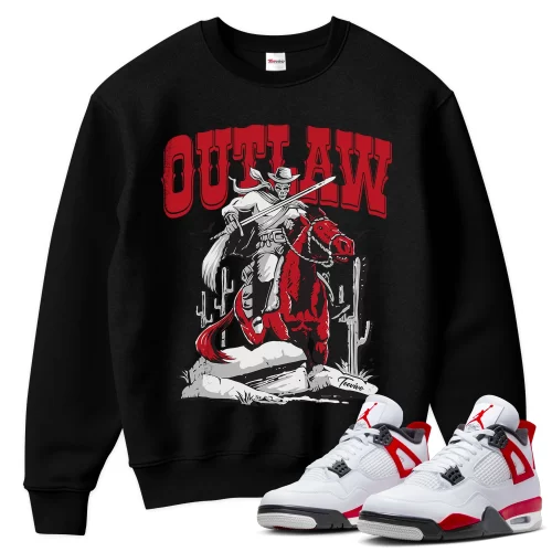 TeeVivo Sweatshirt Match Air Jordan 4 Retro Red Cement Outlaw – Air Jordan 4 Sweatshirt, AJ4 Sweatshirt