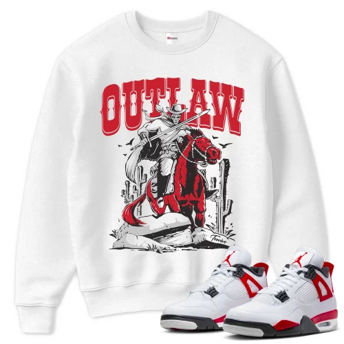 TeeVivo Sweatshirt Match Air Jordan 4 Retro Red Cement Outlaw – Air Jordan 4 Sweatshirt, AJ4 Sweatshirt