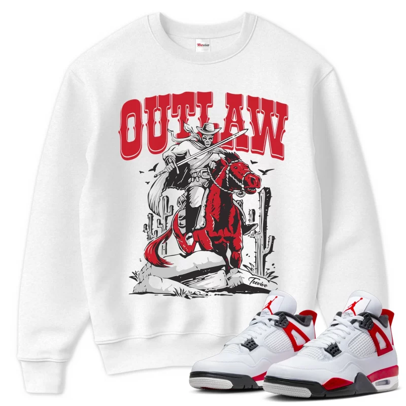 TeeVivo Sweatshirt Match Air Jordan 4 Retro Red Cement Outlaw – Air Jordan 4 Sweatshirt, AJ4 Sweatshirt