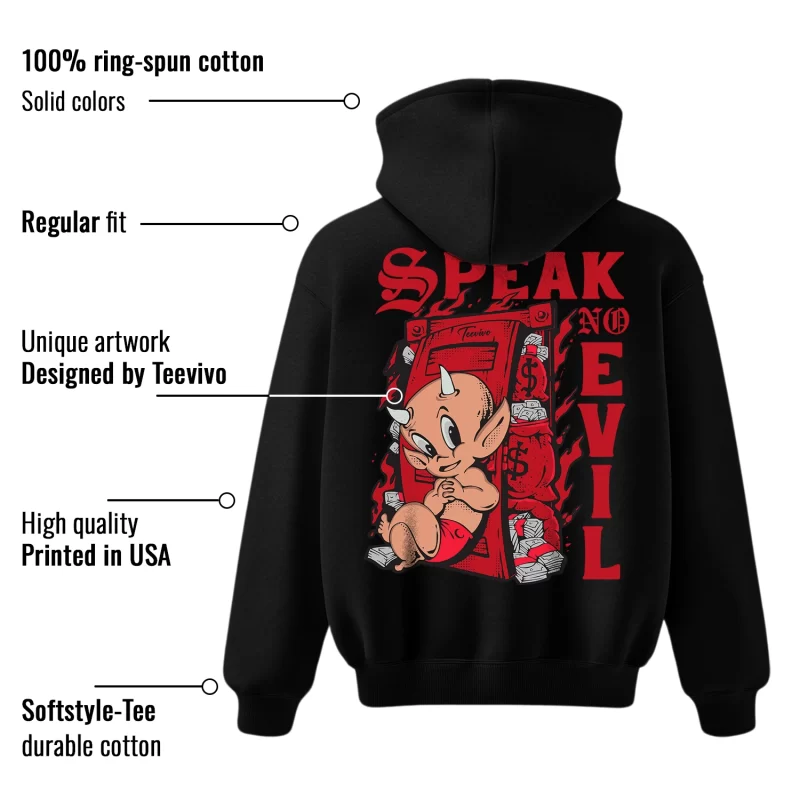 TeeVivo Hoodie Match Air Jordan 4 Retro Red Cement Speak no evil – Air Jordan 4 Hoodie, AJ4 Hoodie