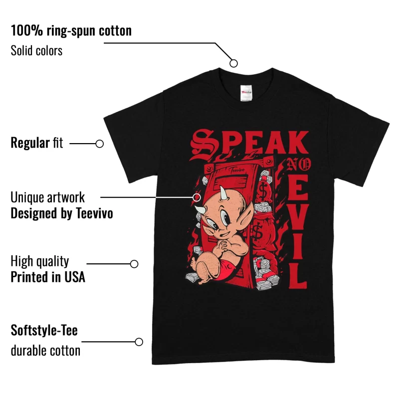 TeeVivo T-Shirt Match Air Jordan 4 Retro Red Cement Speak no evil – Air Jordan 4 Shirt, AJ4 Shirt