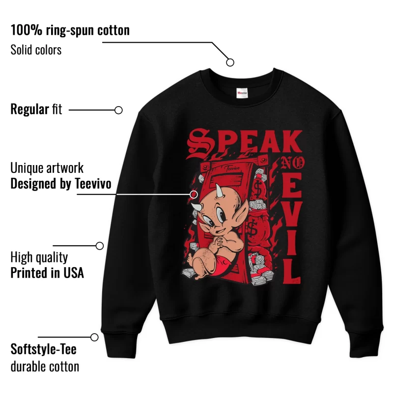 TeeVivo Sweatshirt Match Air Jordan 4 Retro Red Cement Speak no evil – Air Jordan 4 Sweatshirt, AJ4 Sweatshirt