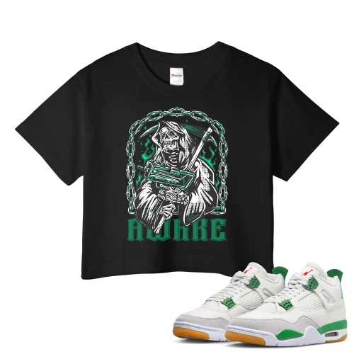 TeeVivo Crop Top Match Air Jordan 4 Retro SB Pine Green Awake – Air Jordan 4 Crop Top, AJ4 Crop Top